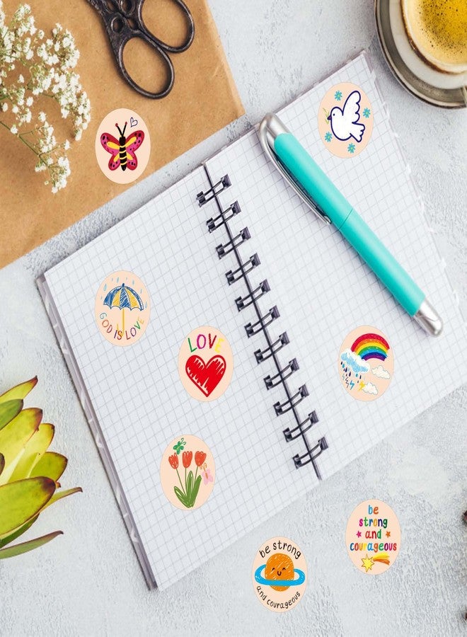 XIHIRCD 600 قطعة من ملصقات يسوع الدينية المسيحية المستديرة مقاس 1 بوصة للأطفال والكبار - ملصقات إيمانية ملهمة للفنون والحرف اليدوية وديكور عيد الفصح (نمط الرسم) - Image 5